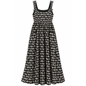 Romeo Romeo Vintage Black Bow Print Maxi Dress Polka Dot Trim 3X Coquette